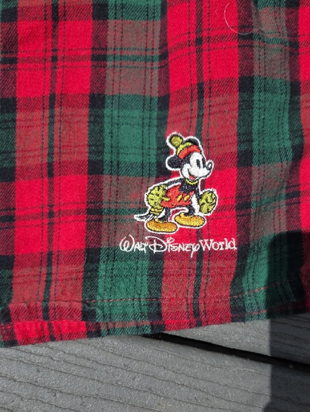Disney Red and Green Plaid Mickey Shorts - Picture 2 of 10